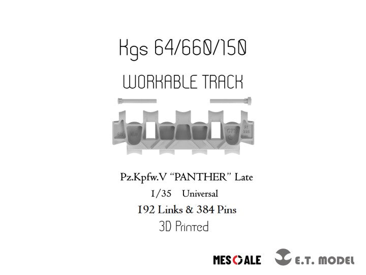 E.T. Model 1/35 WWII German Pz.Kpfw.V "PANTHER" Late Workable Track(3D Printed)