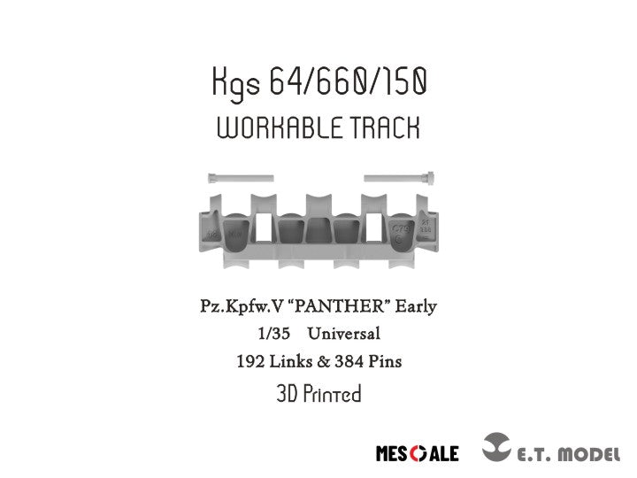 E.T. Model 1/35 WWII German Pz.Kpfw.V "PANTHER" Early Workable Track(3D Printed)