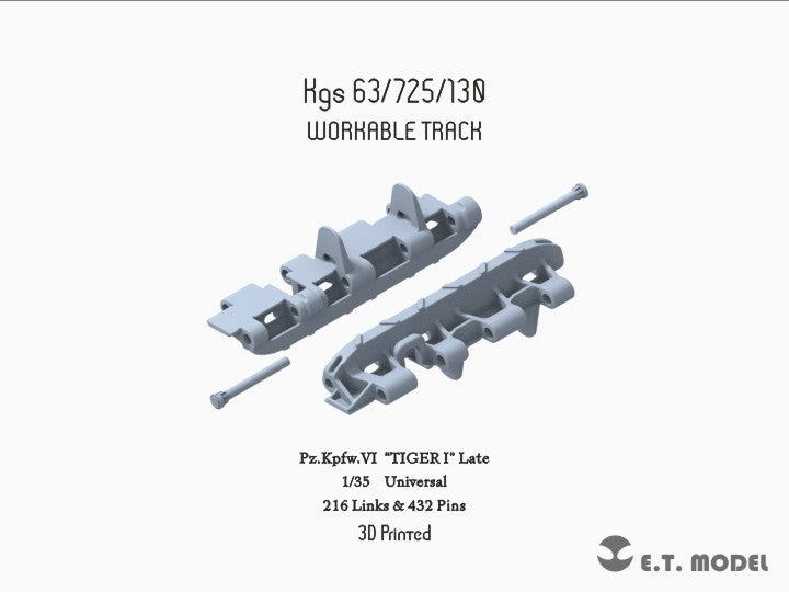 E.T. Model 1/35 WWII German TIGER I Late Workable Track(3D Printed)