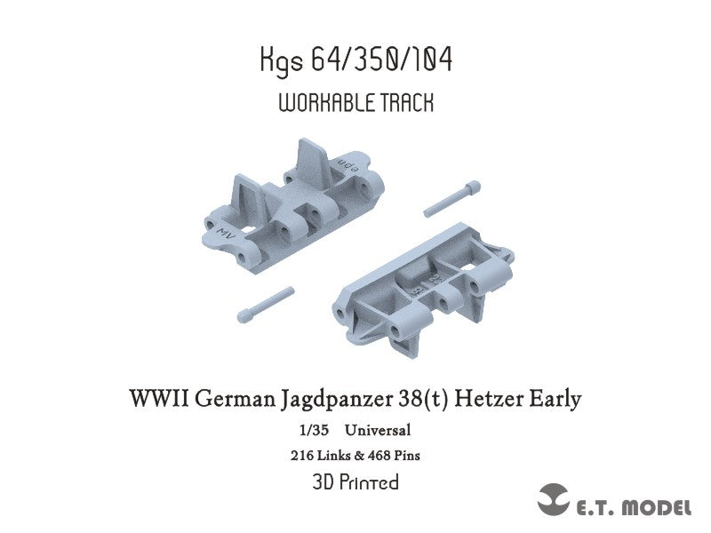 E.T. Model 1/35 WWII German Jagdpanzer 38(t) Hetzer Early Workable Track(3D Printed)