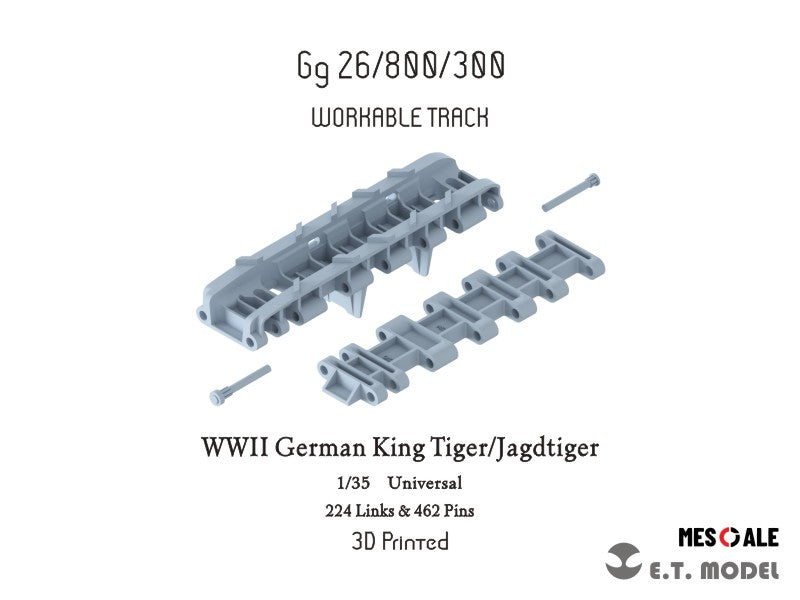 E.T. Model 1/35 WWII German King Tiger/Jagdtiger Workable Track(3D Printed)