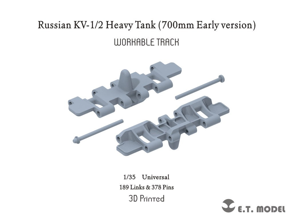 E.T. Model 1/35 Russian KV-1/2 Heavy Tank （700mm Early version) Workable Track