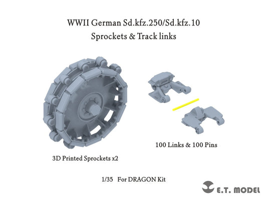 E.T. Model 1/35 WWII German Sd.kfz.250/Sd.kfz.10 Sprockets & Track links