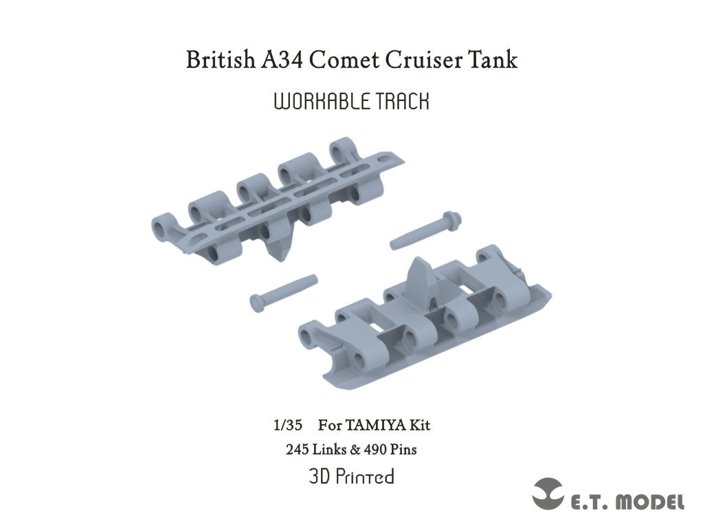 E.T. Model 1/35 British A34 Comet Cruiser Tank Workable Track(3D Printed)