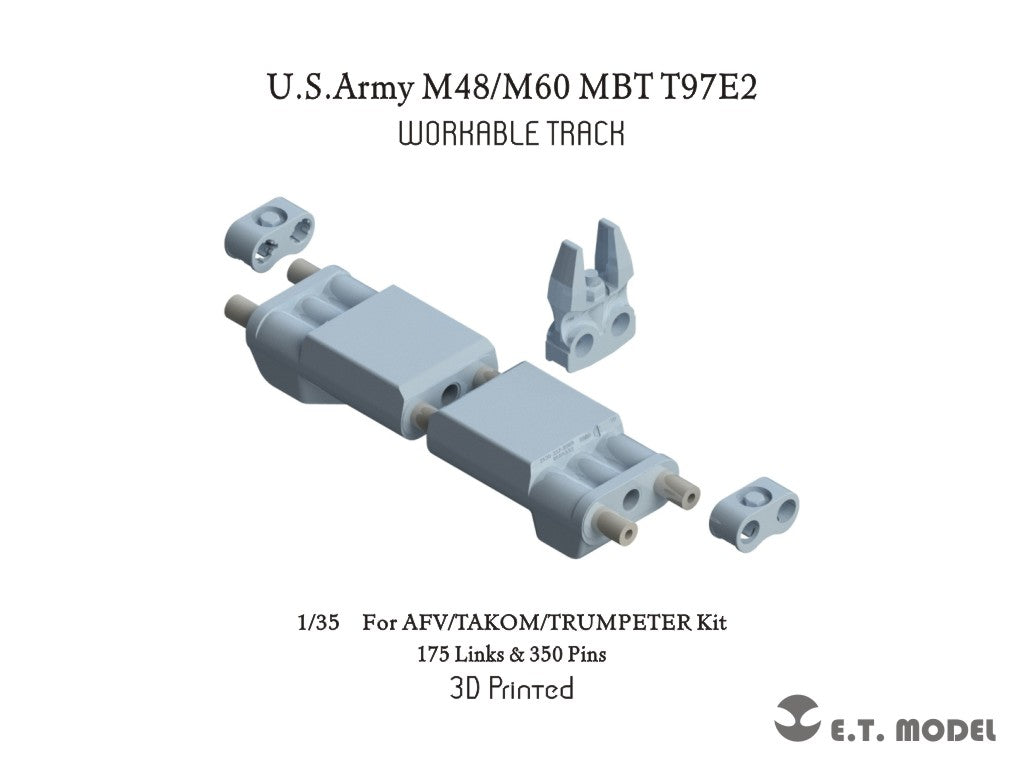 E.T. Model 1:35 U.S.Army M48/M60 MBT T97E2 Workable Track (3D Printed)