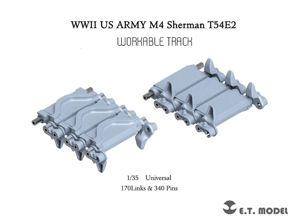 E.T. Model 1/35 WWII US ARMY M4 Sherman T54E2 Workable Track(3D Printed)