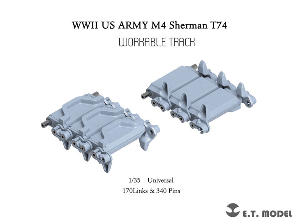 E.T. Model 1/35 WWII US ARMY M4 Sherman T74 Workable Track(3D Printed)