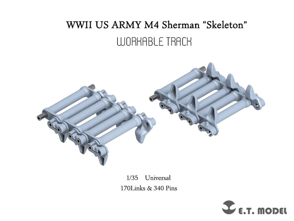 E.T. Model 1/35 WWII US ARMY M4 Sherman"Skeleton" Workable Track (3D Printed)