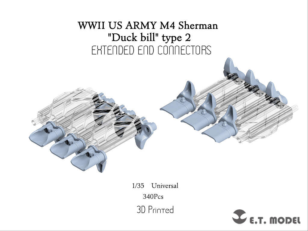 E.T. Model 1/35 WWII US ARMY M4 Sherman Extended End Connectors "Duck bill" type 2