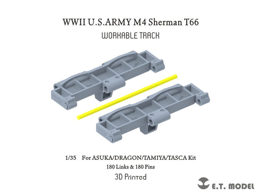 E.T. Model 1:35 WWII U.S.ARMY M4 Sherman T66 Workable Track (3D Printed)