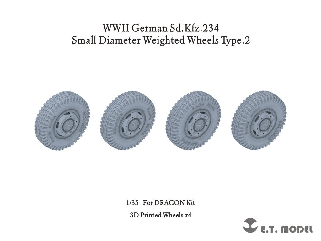 E.T. Model 1/35 WWII German Sd.Kfz.234 Small Diameter Weighted Wheels Type.2