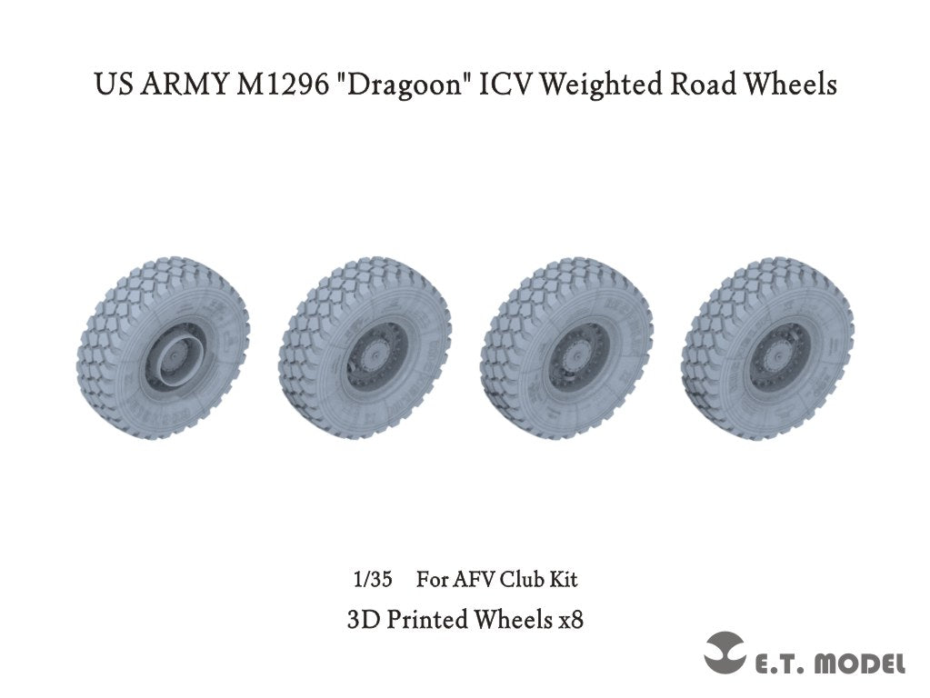 E.T. Model 1/35 US ARMY M1296 "Dragoon" ICV Weighted Road Wheels (3D Printed)