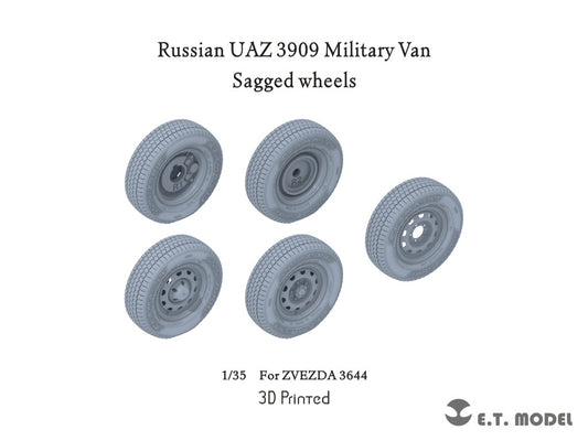 E.T. Model 1:35 Russian UAZ 3909 Military Van Sagged wheels 3D Printed)