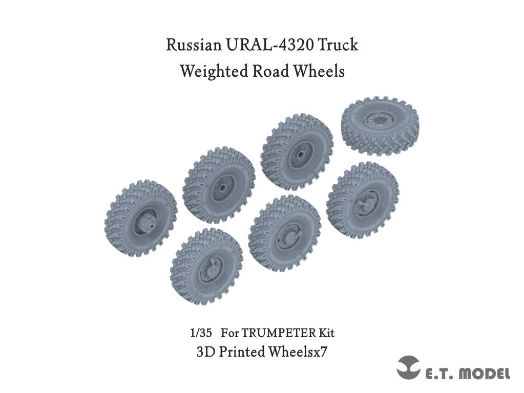 E.T. Model 1/35 Russian URAL-4320 Truck Weighted Road Wheels(3D Printed)