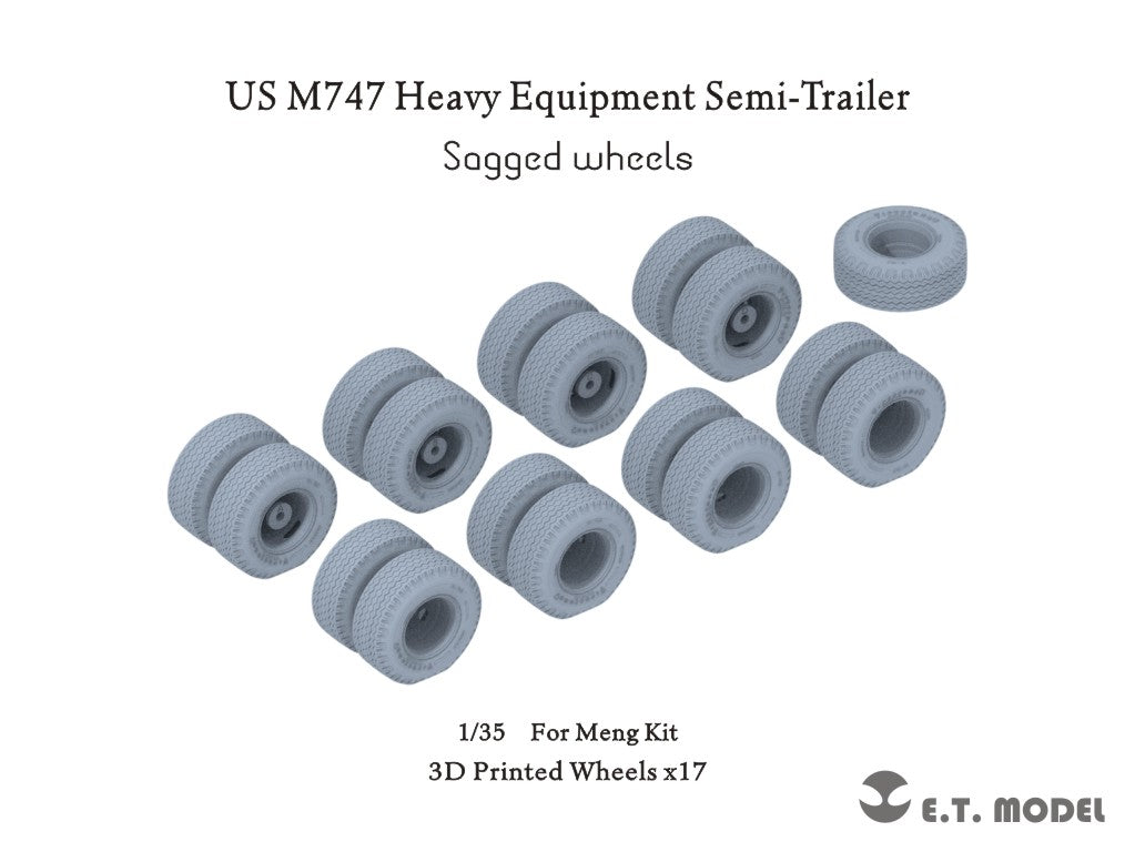 E.T. Model 1/35 US M747 Heavy Equipment Semi-Trailer Sagged wheels