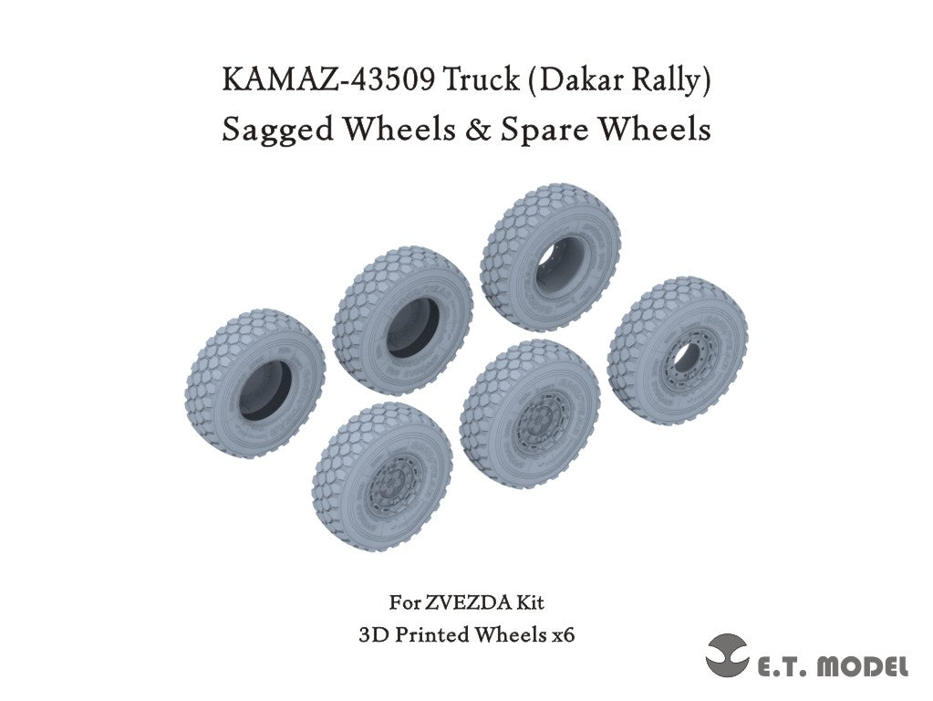 E.T. Model 1/35 KAMAZ-43509 Truck Sagged wheels & Spare Wheels