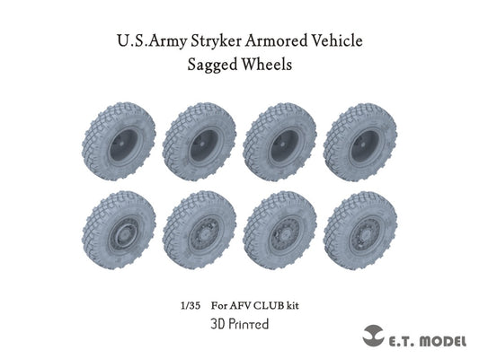 E.T. Model 1:35 U.S.Army Stryker Armored Vehicle Sagged Wheels (3D Printed) for AFV kit