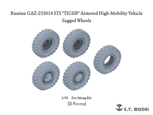 E.T. Model 1:35 Russian GAZ-233014 STS "TIGER" Armored High-Mobility Vehicle Sagged Wheels (3D Printed) For Meng kit