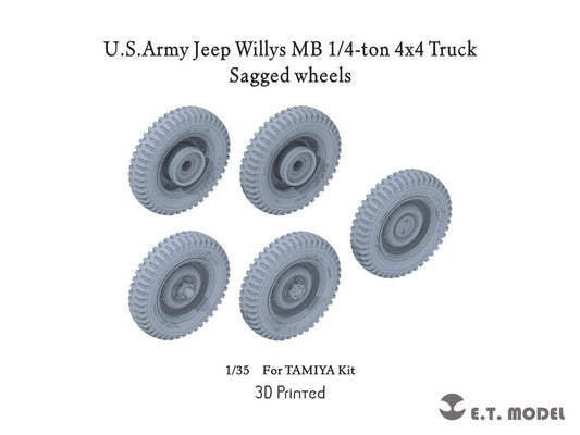 E.T. Model 1:35 U.S.Army Jeep Willys MB 1/4-ton 4x4 Truck Sagged Wheels (3D Printed)