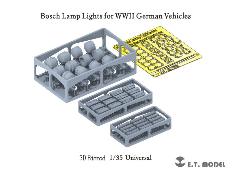 E.T. Model 1/35 Bosch Lamp Lights for WWII German Vehicles(3D Printed)