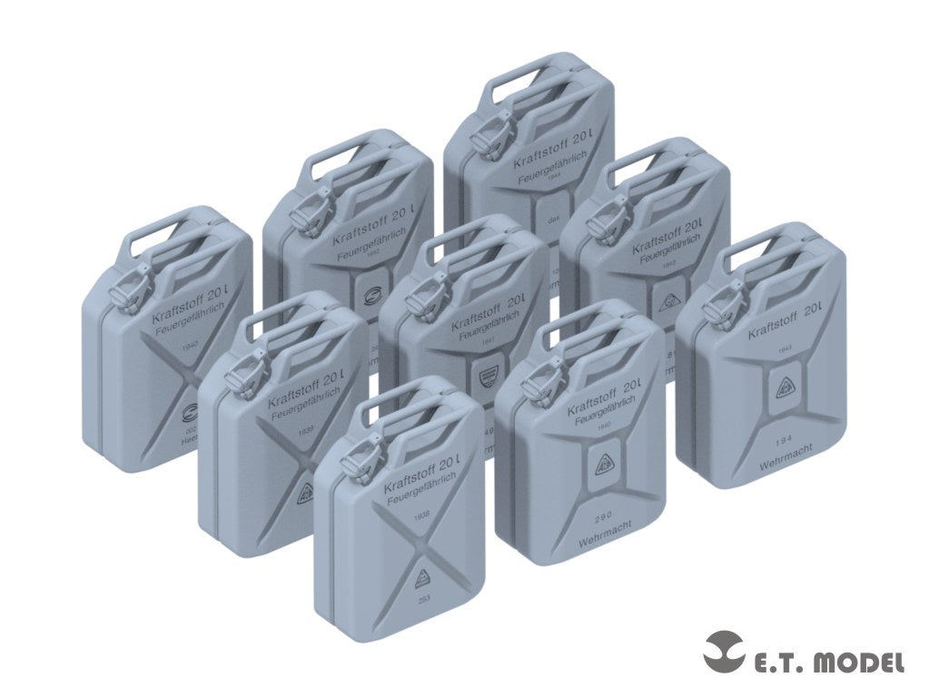 E.T. Model 1/35 WWII German 20L JERRY CANS SET (3D Printed) 10 Pieces