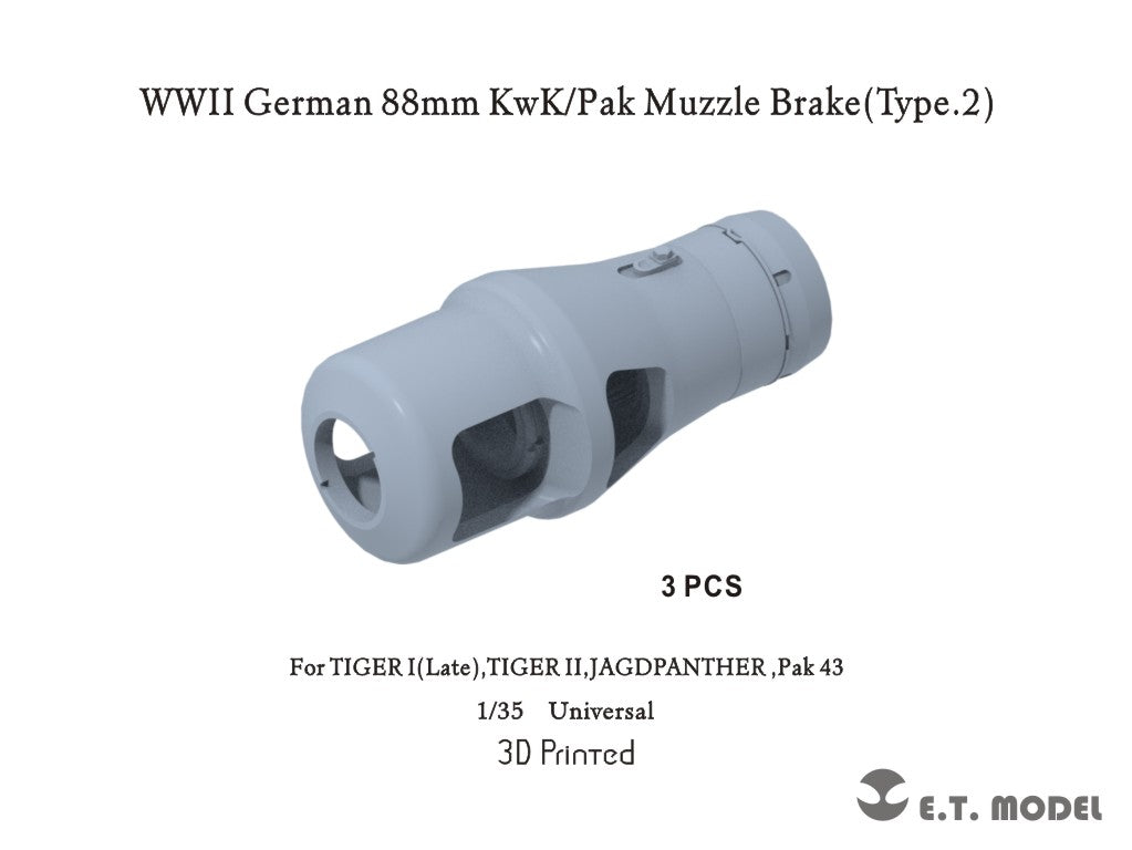 E.T. Model 1/35 WWII German 88mm KwK/Pak Muzzle Brake (Type.2）3 Pieces