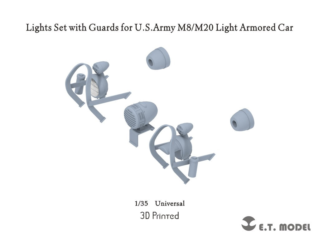 E.T. Model 1:35 Lights Set with Guards for U.S.Army M8/M20 Light Armored Car (3D Printed)