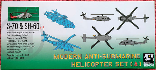 AFV Club 1/700 Modern Anti-submarine Helicopter Set1 (SH-60B & S-70C(M)) Plastic Model Kit