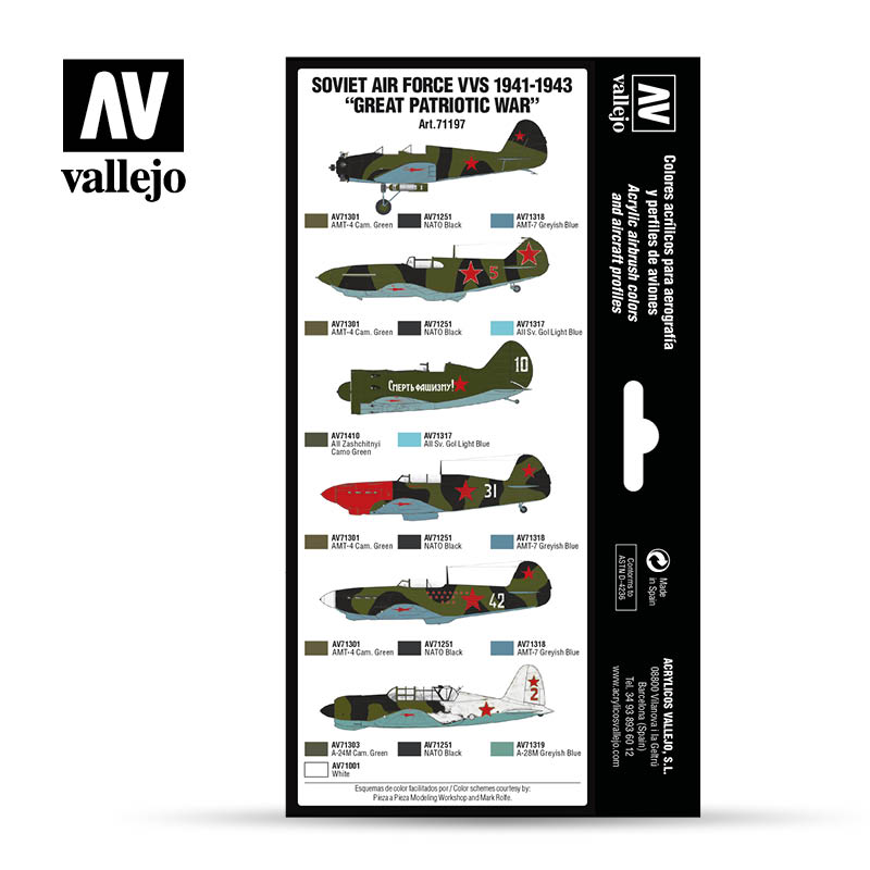 Vallejo Model Air Soviet Air Force VVS 1941 To 1943 Great Patriotic War 8 Acrylic Paint Set