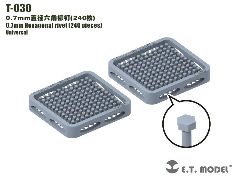 E.T. Model 0.7mm Hexagonal rivet (240 pieces）