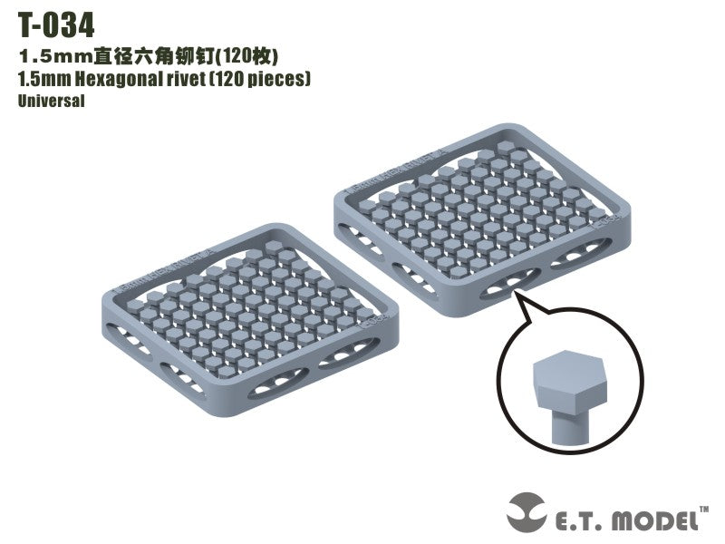 E.T. Model 1.5mm Hexagonal rivet (120 pieces）