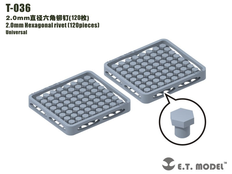 E.T. Model 2.0mm Hexagonal rivet (120 pieces）