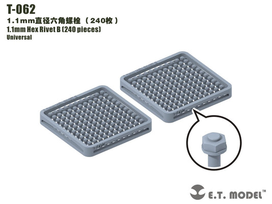 E.T. Model 1.1mm Hex Rivet (240 pieces)