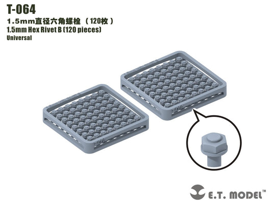 E.T. Model 1.5mm Hex Rivet (120 pieces)