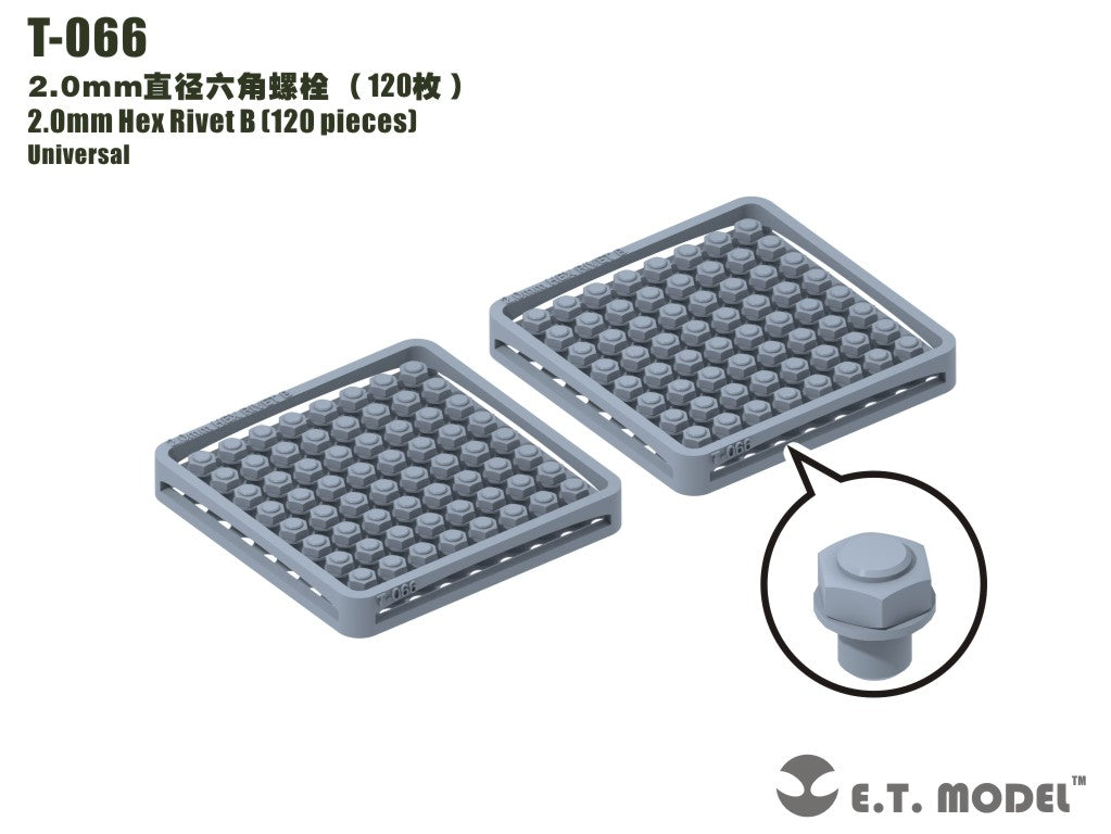 E.T. Model 2.0mm Hex Rivet (120 pieces)