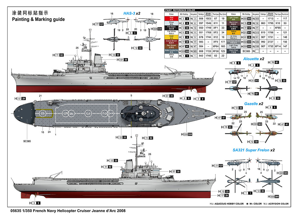 Trumpeter 1/350 French Navy Helicopter Cruiser Jeanne d’Arc 2008 Plastic Model Kit