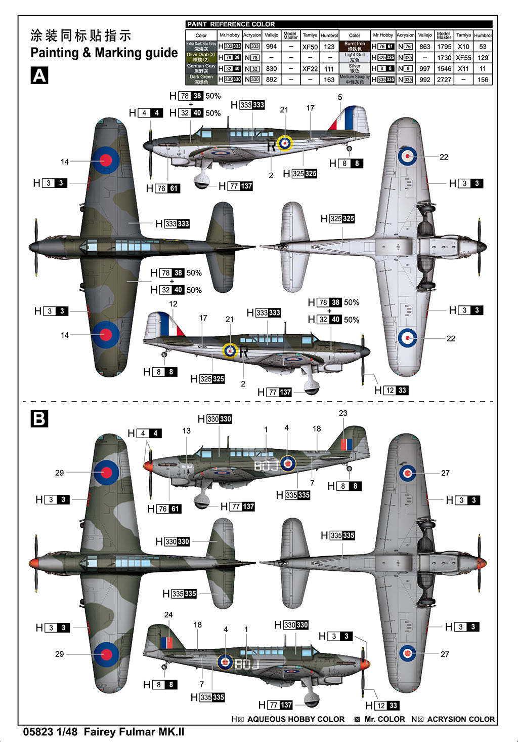 Trumpeter 1/48 Fairey Fulmar MK.II Plastic Model Kit