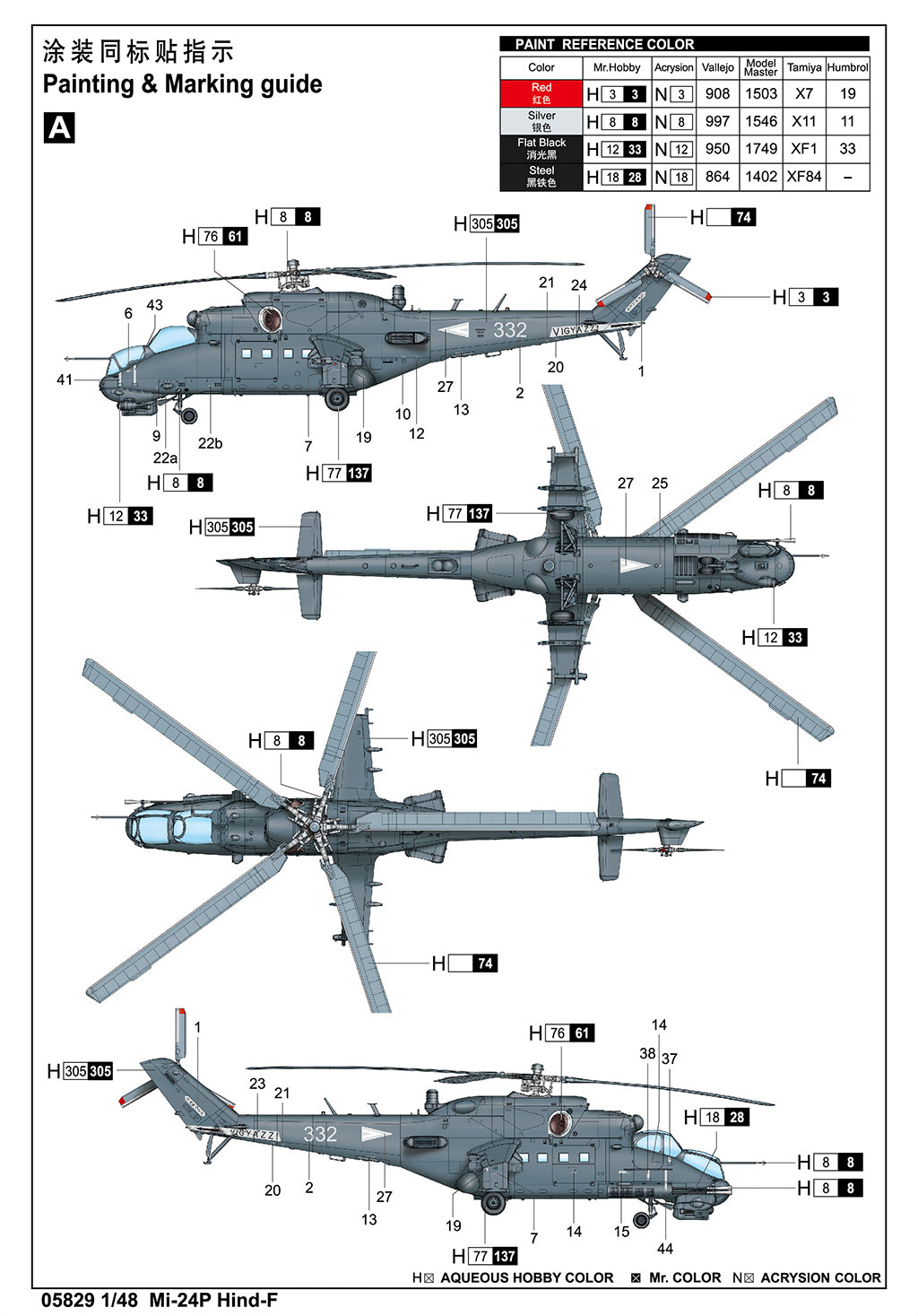 Trumpeter 1/48 Mi-24P Hind-F Plastic Model Kit