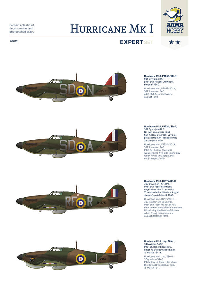 Arma Hobby 1:72 Hurricane Mk I Expert Set Plastic Model Kit