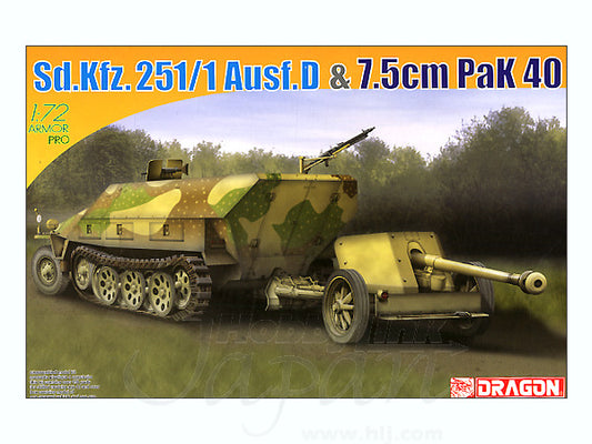 Dragon 1/72 Sd.Kfz.251 Ausf.D + 7.5cm PaK 40 Plastic Model Kit