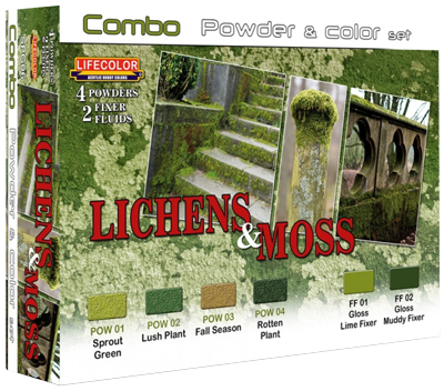 Lifecolor Lichens & Moss Powder & Color Acrylic Paint Set