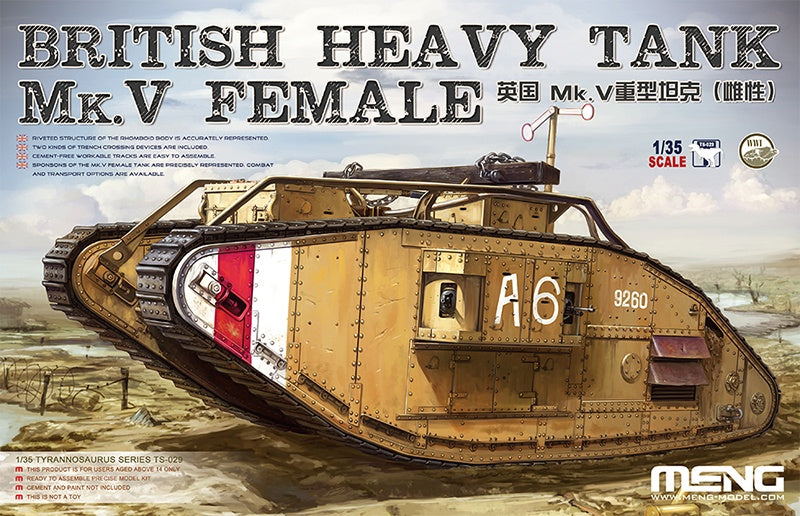 Meng 1/35 British Heavy Tank Mk.V Female Plastic Model Kit