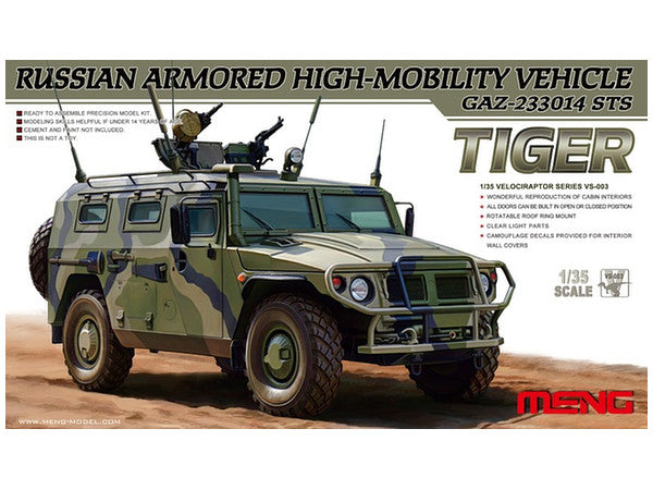 Meng 1/35 Russian Armored High-Mobility Vehicle Tiger GAZ 233014 STS Plastic Model Kit