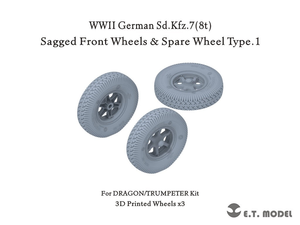 E.T. Model 1/35 WWII German Sd.Kfz.7(8t) Sagged Front Wheels & Spare Wheel Type.1