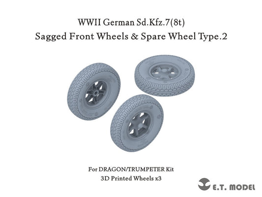 E.T. Model 1/35 WWII German Sd.Kfz.7(8t) Sagged Front Wheels & Spare Wheel Type.2