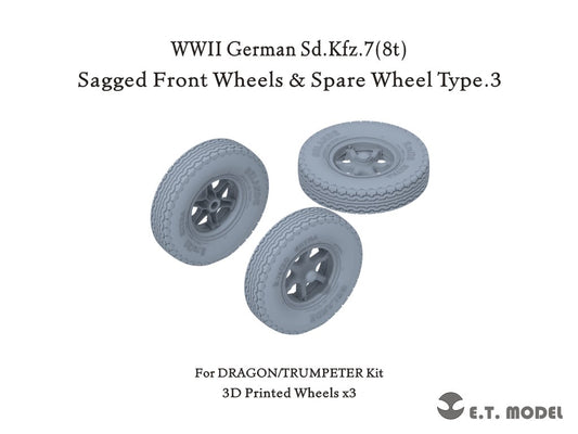 E.T. Model 1/35 WWII German Sd.Kfz.7(8t) Sagged Front Wheels & Spare Wheel Type.3