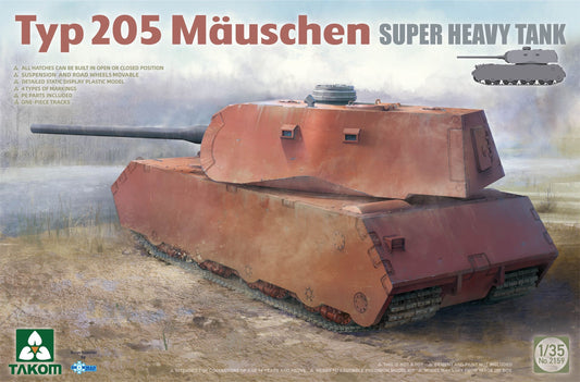 Takom 1/35 Typ 205 Mauschen Super Heavy Tank Plastic Model Kit