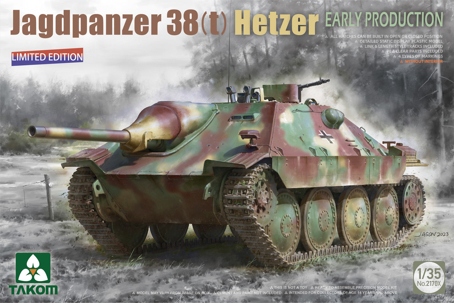 Takom 1/35 Jagdpanzer 38(t) Hetzer Early Production (Limited Edition) Plastic Model Kit