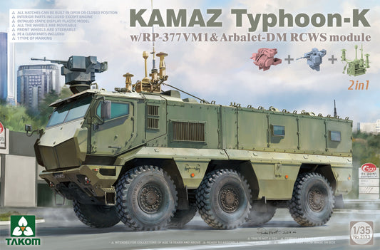 Takom 1/35 KAMAZ Typhoon-K w/RP-377VM1 & Arbalet-DM RCWS module 2 in 1 Plastic Model Kit