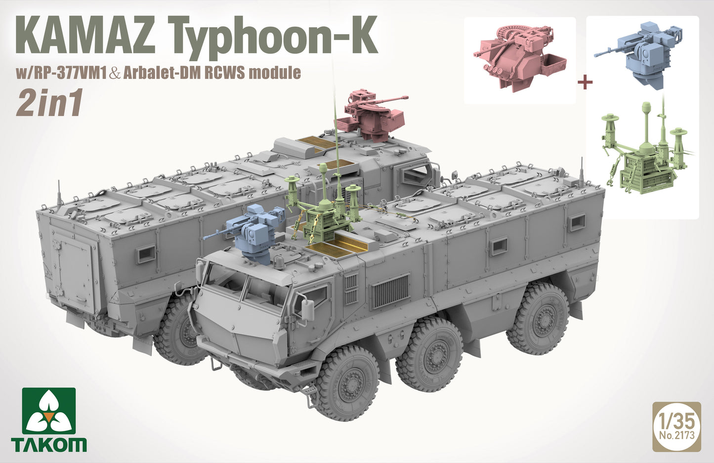 Takom 1/35 KAMAZ Typhoon-K w/RP-377VM1 & Arbalet-DM RCWS module 2 in 1 Plastic Model Kit